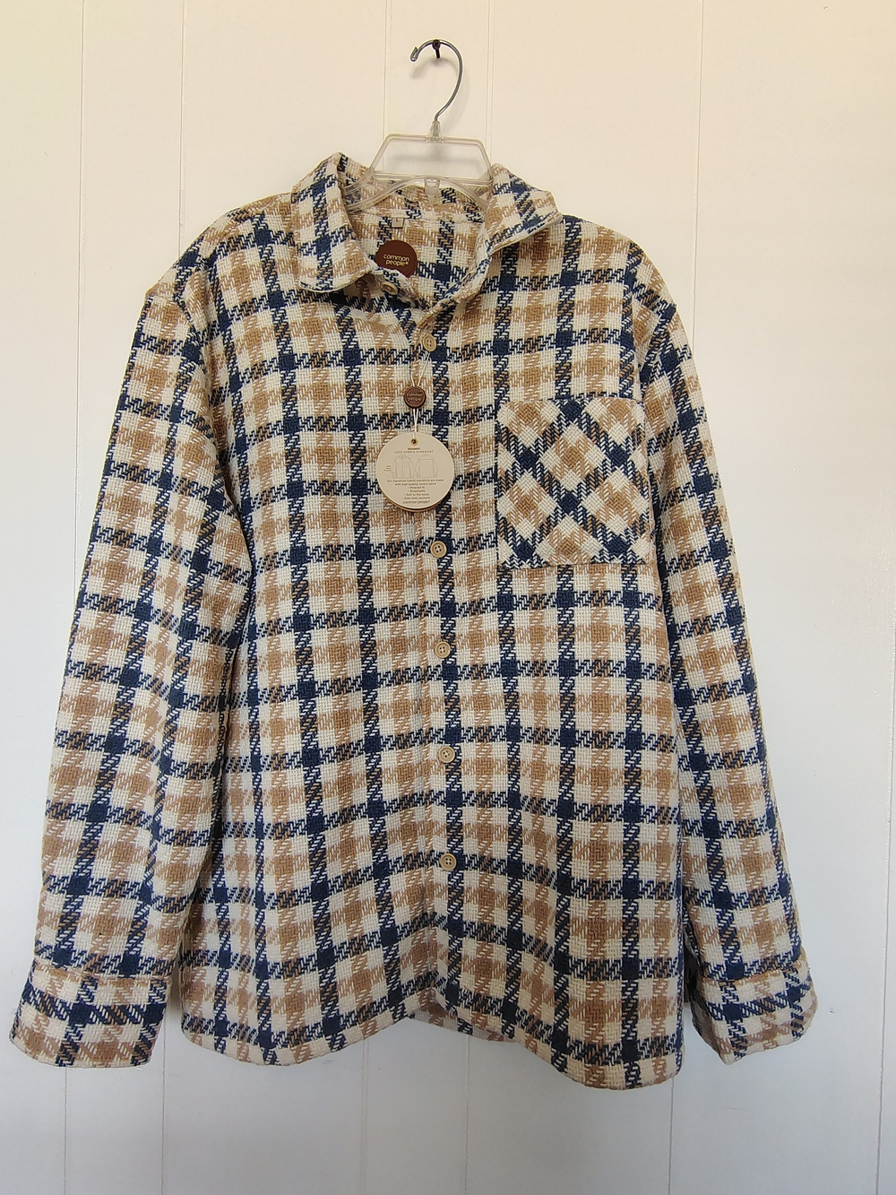 Common People Plaid Texturized Shacket Overshirt Mens Size L